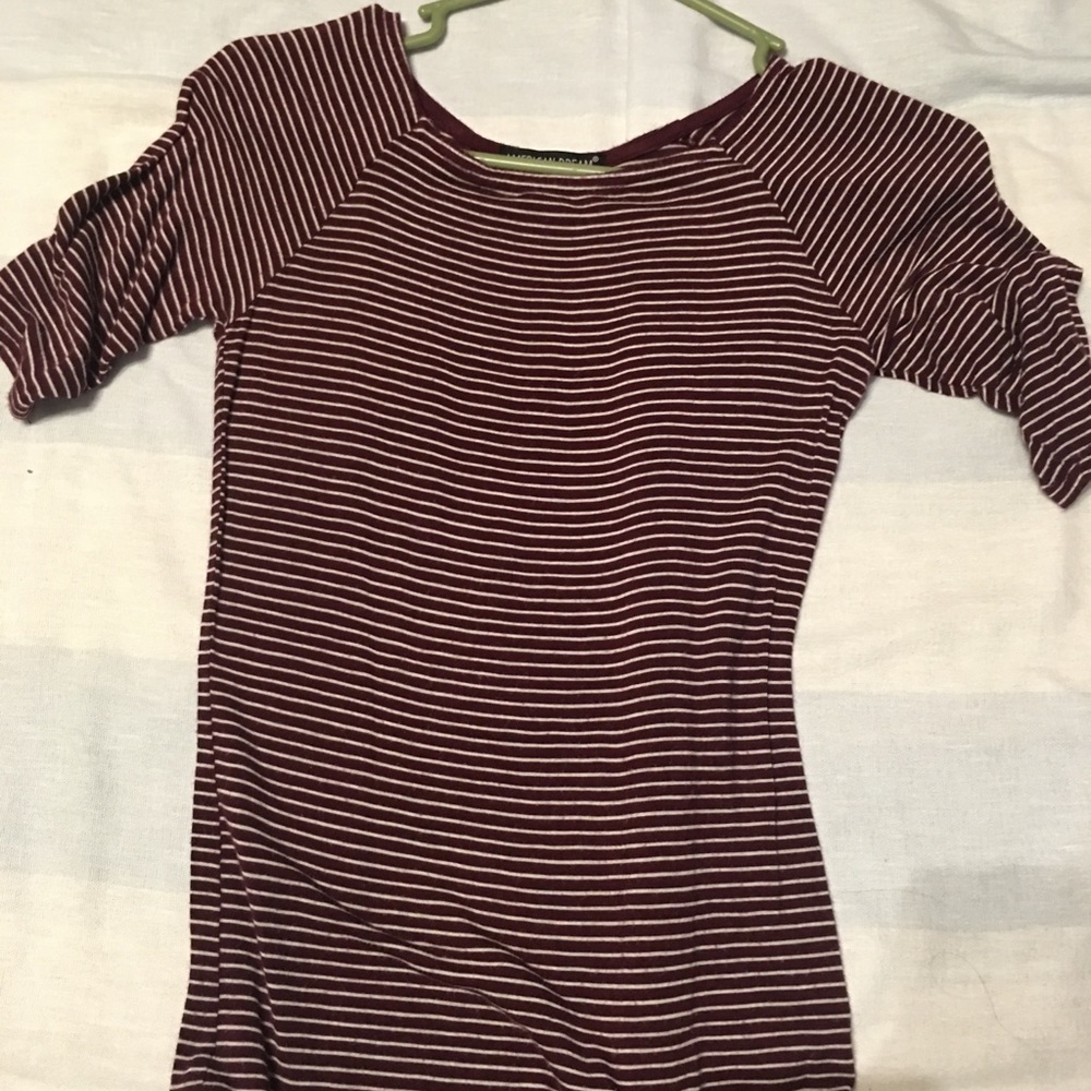 Maroon and white shirt